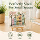Sea glass art kit card with colorful street scene on mini easel, size ruler shown