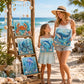 Ocean pearl art DIY kit set of blue sea turtle bead art panels on display easel