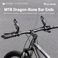 Black MTB bar end thumb rests with dragon-bone ergonomic shape on handlebar grips