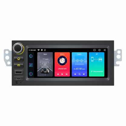 6.86-inch in-dash MP5 player with touchscreen showing radio and music icons
