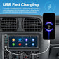 In-dash MP5 player with central touch screen and USB charging connector