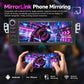 In-dash MP5 player with touchscreen displaying phone mirroring video content