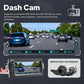 In-dash MP5 player touchscreen showing dash cam road playback