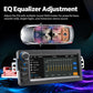 In-dash MP5 player touchscreen showing EQ equalizer adjustment settings