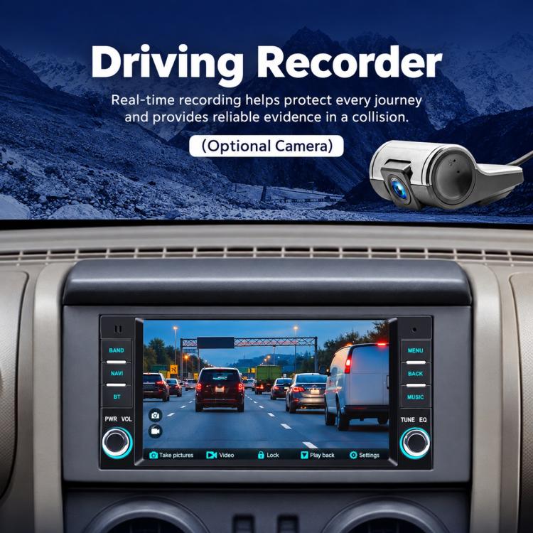 7-inch car MP5 player showing driving recorder video on screen