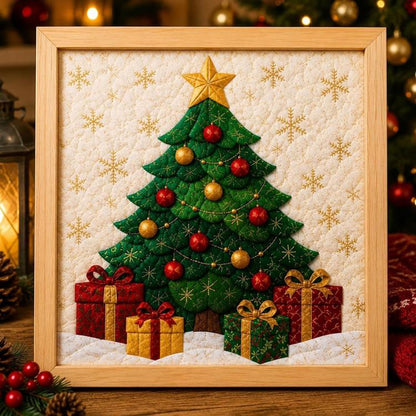 DIY Christmas Fabric Art Painting Kit, 20cm With Frame