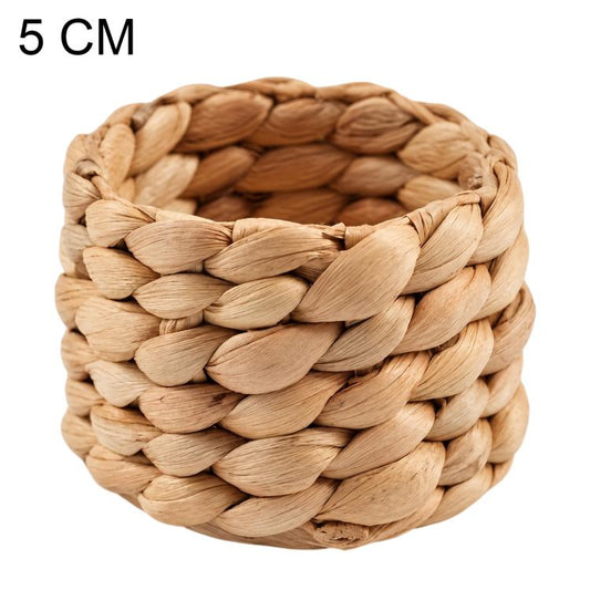 Handmade Straw Weaving Water Hyacinth Napkin Buckle Paper Ring, Diameter 5 cm Height 5 cm, Diameter 5 cm Height 3.5 cm