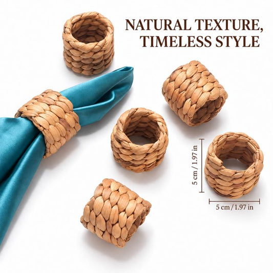 Handmade Straw Weaving Water Hyacinth Napkin Buckle Paper Ring, Diameter 5 cm Height 5 cm, Diameter 5 cm Height 3.5 cm
