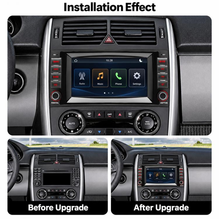 7-inch car MP5 player head unit installed in dashboard with center touchscreen