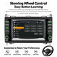 7-inch car MP5 player head unit with settings menu on touchscreen and steering controls