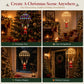 LED Santa parachute pendant light shown in multiple holiday placement scenes