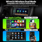 7-inch car MP5 player touchscreen showing CarPlay and Android Auto on screen