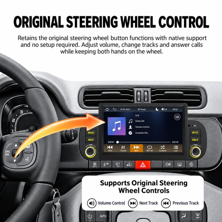 7-inch car MP5 player head unit with steering wheel control support