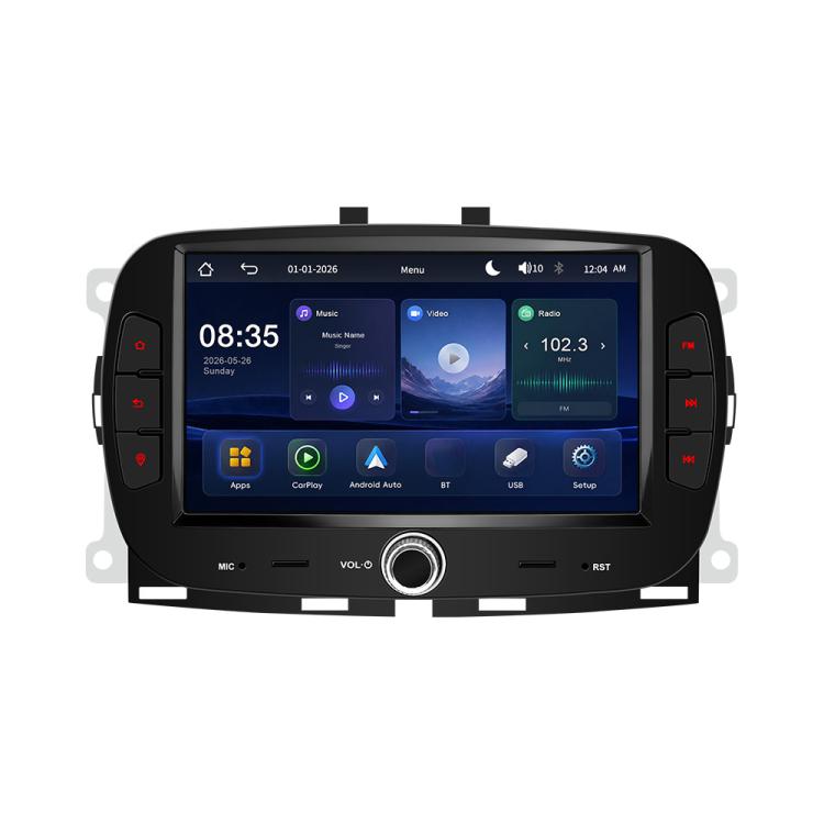 Car MP5 player head unit with 7-inch touchscreen display and physical control buttons