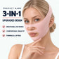 Pink face-shaping lifting bandage mask covering cheeks with ear and mouth openings