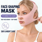 Pink face-shaping mask with one-piece soft fabric and ear cutouts