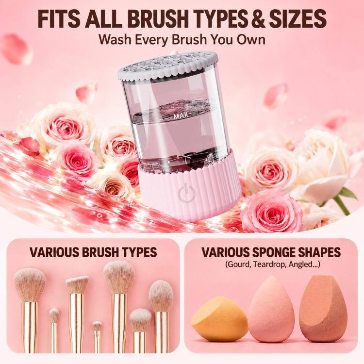 Electrical Makeup Tool Cleaner Brush Cleaning Organizer, ABS Material Pink, ABS Material Blue