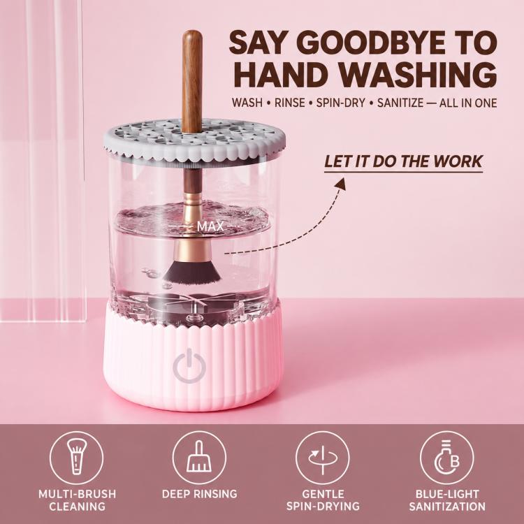 Electrical Makeup Tool Cleaner Brush Cleaning Organizer, ABS Material Pink, ABS Material Blue