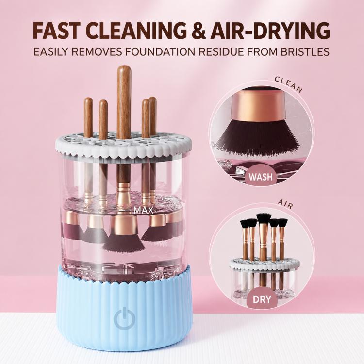 Electrical Makeup Tool Cleaner Brush Cleaning Organizer, ABS Material Pink, ABS Material Blue