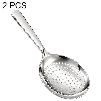 LsCook 2 PCS / Pack Short Handle 410 Stainless Steel Multifunctional Soup Spoon, Slotted Spoon, Round Spoon