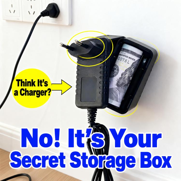 Outlet Style Secret Storage Box, Disguised Hidden Storage Container, Long Cable EU Plug, Short Cable EU Plug, Long Cable US Plug, Short Cable US Plug