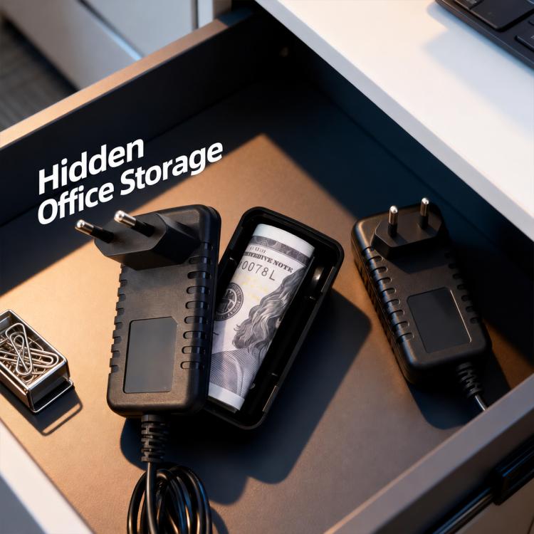 Outlet Style Secret Storage Box, Disguised Hidden Storage Container, Long Cable EU Plug, Short Cable EU Plug, Long Cable US Plug, Short Cable US Plug