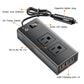 Car inverter with dual AC outlets, smart LED display, USB charging ports, cigarette lighter plug