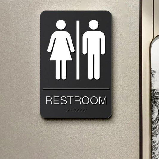 Acrylic 3D Raised Braille Sign Size: 15 x 22.5cm, RESTROOM Symbol, MEN Symbol, WOMEN Symbol, EXIT Symbol