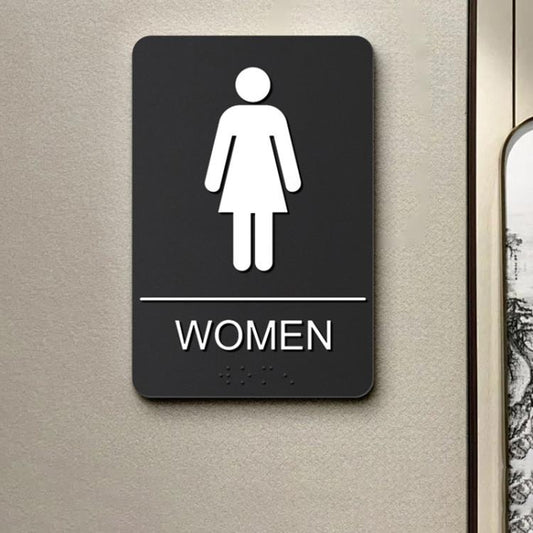 Acrylic 3D Raised Braille Sign Size: 15 x 22.5cm, RESTROOM Symbol, MEN Symbol, WOMEN Symbol, EXIT Symbol