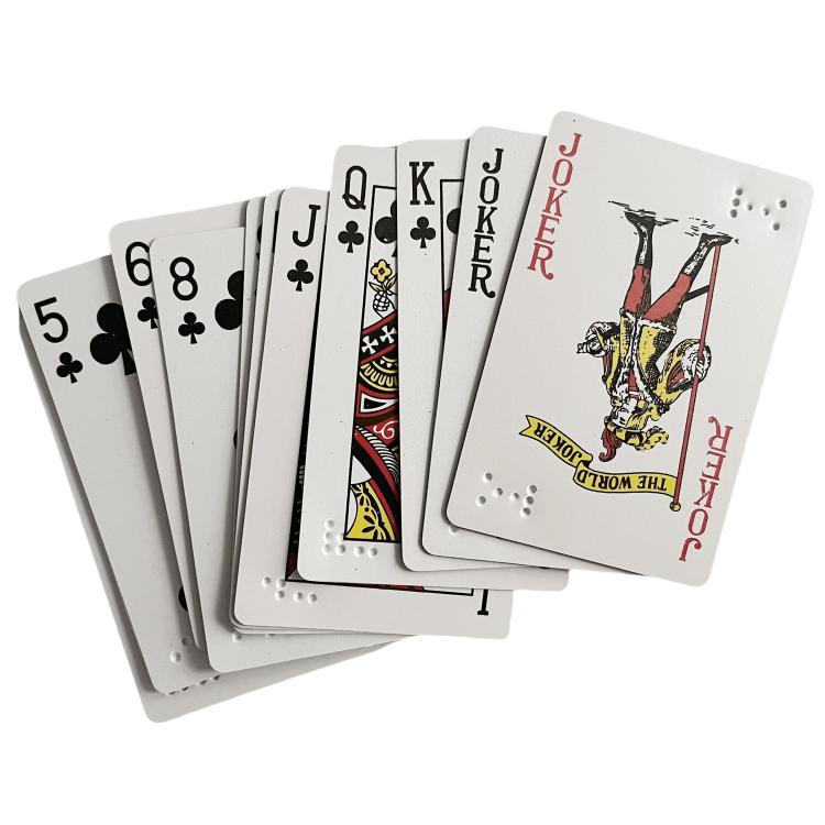 Braille Plastic Playing Cards, Front Raised Markings, Back Raised Markings