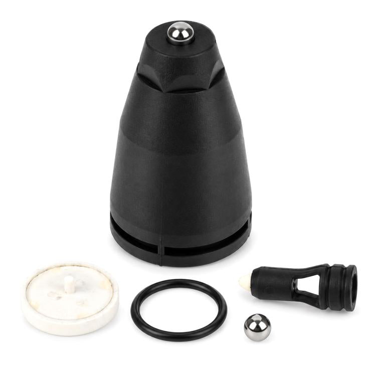 Pressure washer turbo nozzle set with black cone head, seal ring, O-ring, and steel ball