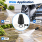 Pressure washer turbo nozzle with black cone head spraying a high-pressure water stream