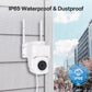 White wall-mounted WiFi security camera with IP65 weather protection