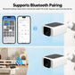 Outdoor WiFi security camera with Bluetooth pairing screens on smartphones