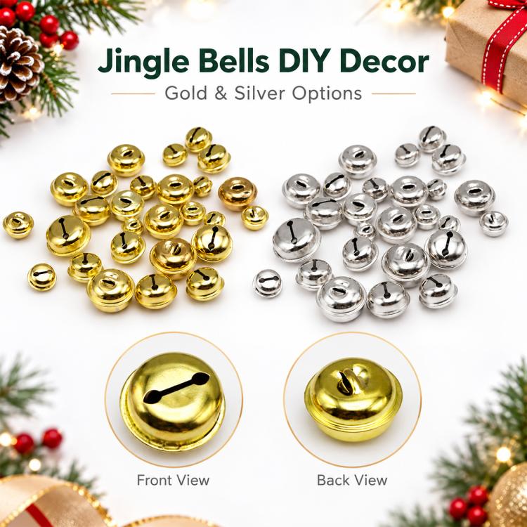 Gold and silver electroplated bell set, front and back view shown