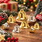 Assorted silver and gold metal open bell trumpet chimes with hanging loops and clappers