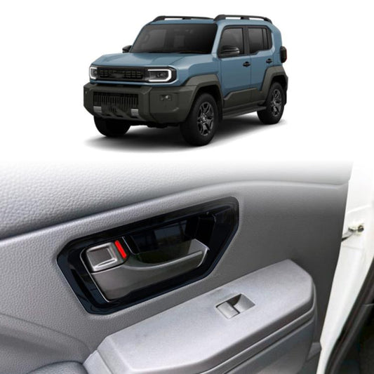 Car inside door handle protective frame, black trim with red accent