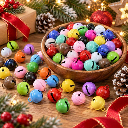 Assorted colorful painted round bell charms with small top loop for attaching