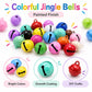 Scattered colorful round bell charms with black clapper tops and hanging loops