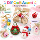 Assorted round bell charms with top loops shown with keychain and craft decor
