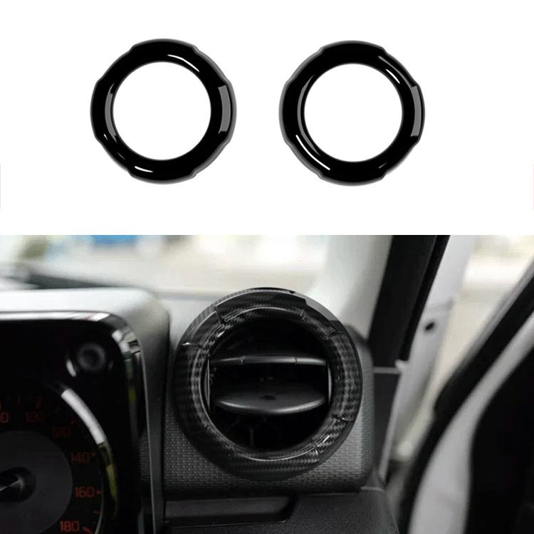 Gloss black circular AC vent trim sticker rings, 2-piece set