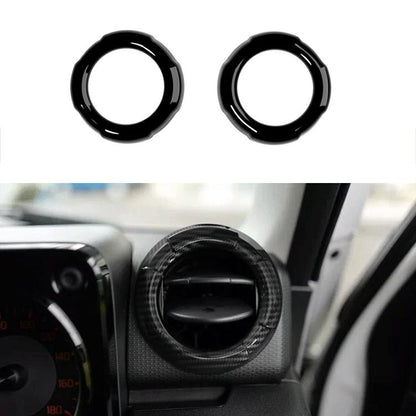 Gloss black circular AC vent trim sticker rings, 2-piece set