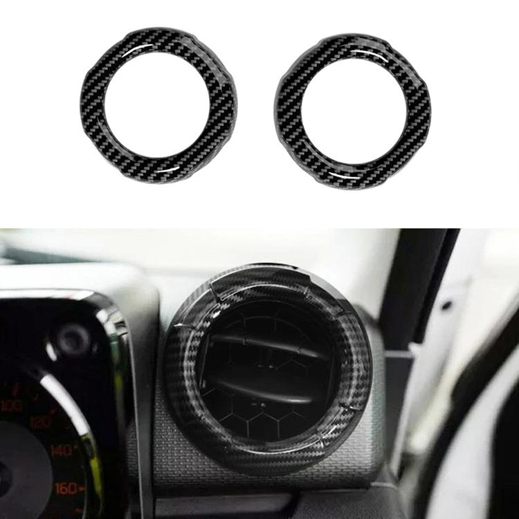 Carbon fiber textured circular vent trim rings, pair of decorative stickers