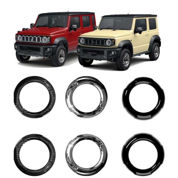 Car AC vent trim ring options: black, carbon fiber, and chrome sticker rings