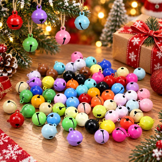 Painted small round bell charms, assorted colors, 14mm round bell charms with clappers
