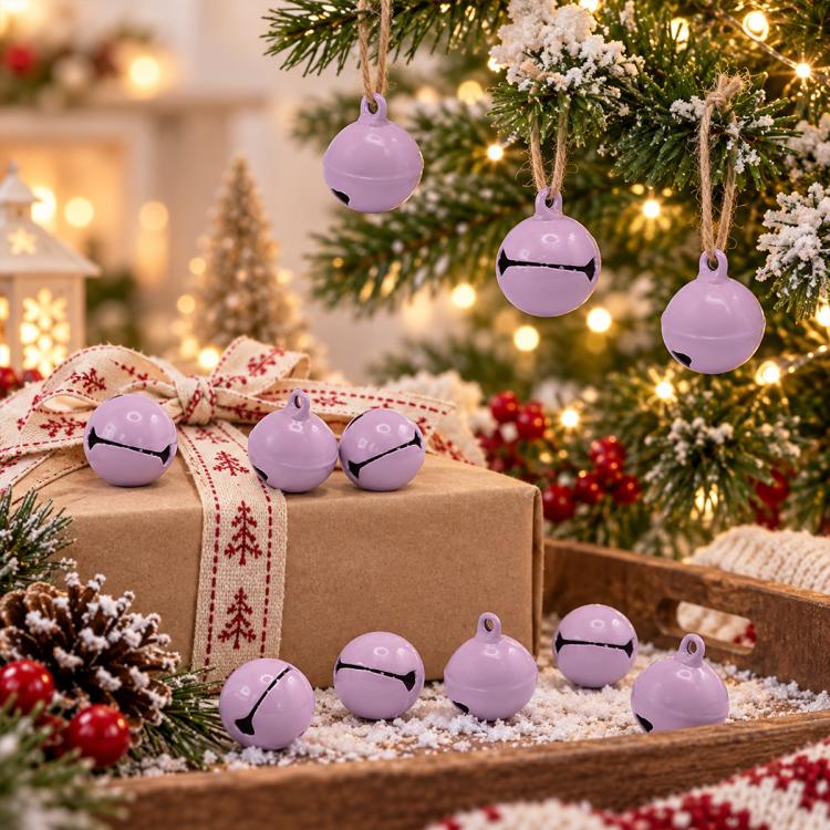 100 PCS/Pack Painted Small Round Bell Charms for DIY Keychains, Pet Accessories and Christmas Decor, 14mm