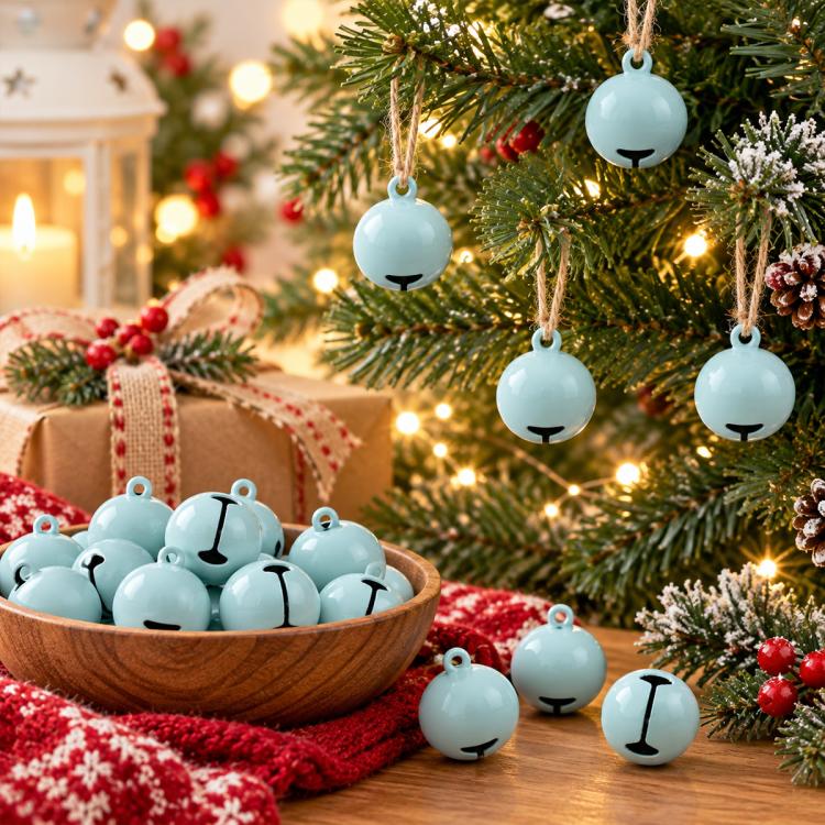 100 PCS/Pack Painted Small Round Bell Charms for DIY Keychains, Pet Accessories and Christmas Decor, 14mm