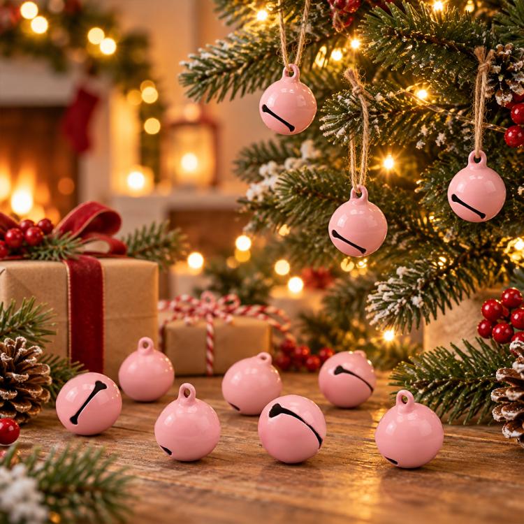 100 PCS/Pack Painted Small Round Bell Charms for DIY Keychains, Pet Accessories and Christmas Decor, 14mm