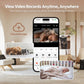 White WiFi baby monitor with camera and phone view for remote video access