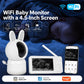White WiFi baby monitor set with rabbit camera and 4.5-inch screen, WiFi branding